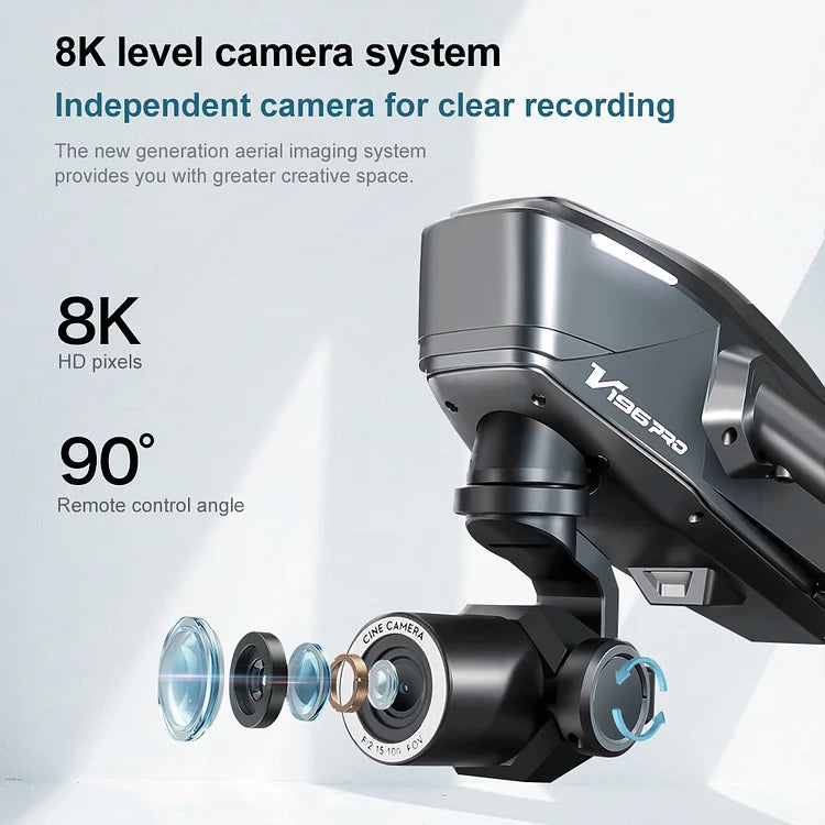 🔔 Drone with 8K camera for adults, v196 rc quadcopter with auto return, follow me, brushless motor, circular flight, waypoint, altitude hold, headless mode, 28 minutes long flight time!!