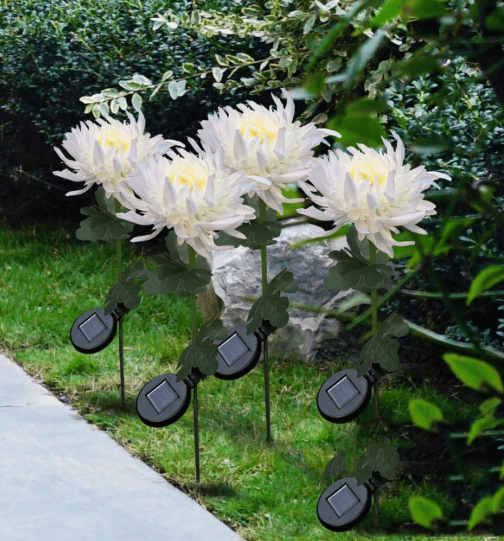 🎁 SPRING ARTIFICIAL Chrysanthemum SOLAR GARDEN STAKE LED