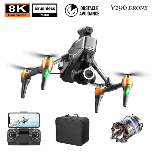 🔔 Drone with 8K camera for adults, v196 rc quadcopter with auto return, follow me, brushless motor, circular flight, waypoint, altitude hold, headless mode, 28 minutes long flight time!!