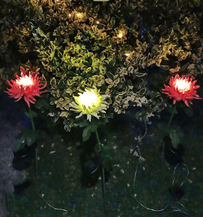 🎁  SPRING ARTIFICIAL Chrysanthemum SOLAR GARDEN STAKE LED