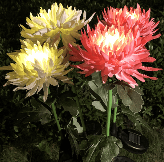 🎁  SPRING ARTIFICIAL Chrysanthemum SOLAR GARDEN STAKE LED