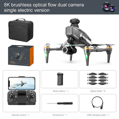 🔔 Drone with 8K camera for adults, v196 rc quadcopter with auto return, follow me, brushless motor, circular flight, waypoint, altitude hold, headless mode, 28 minutes long flight time!!